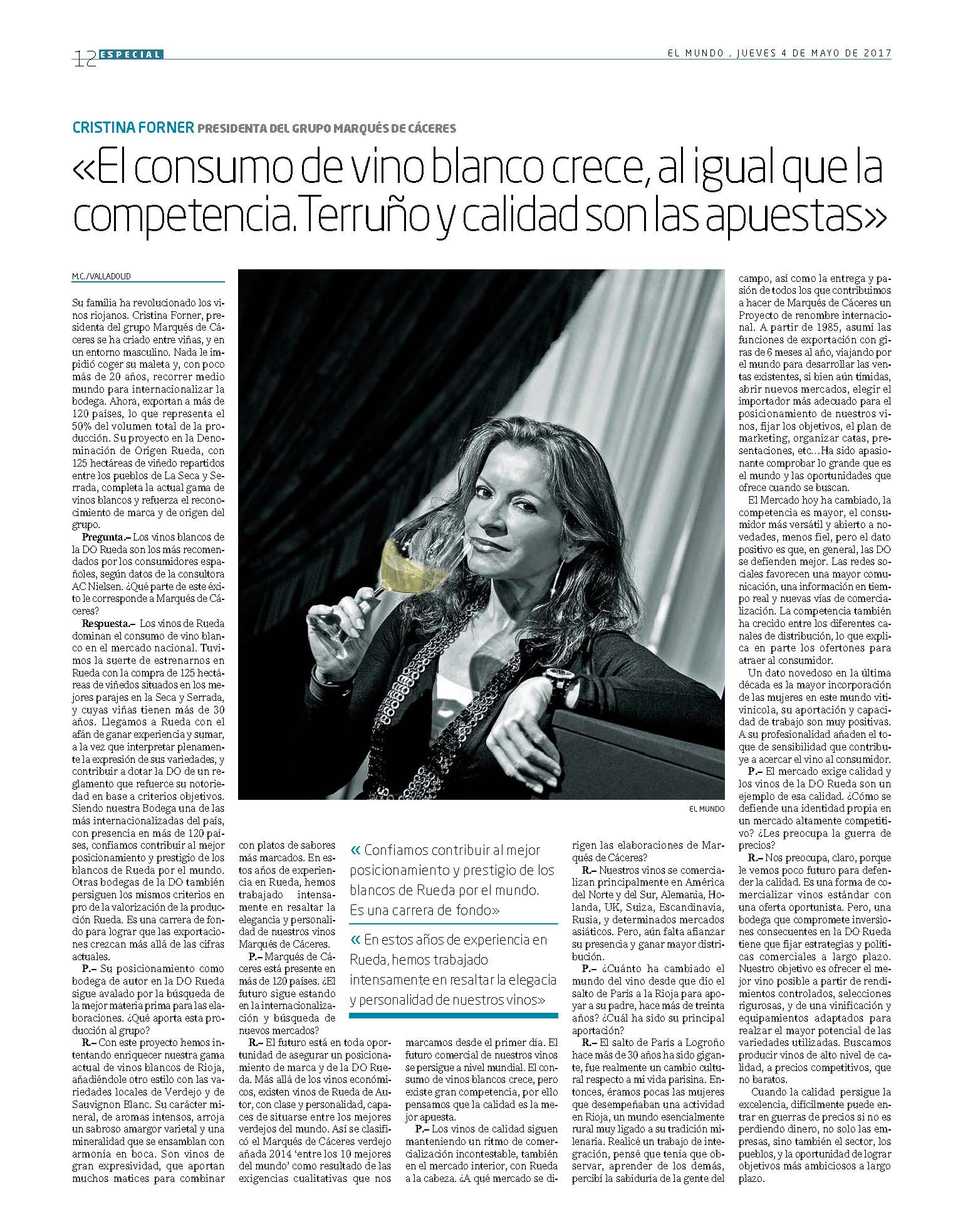 Entrevista a Cristina Forner, El Mundo Castilla y León